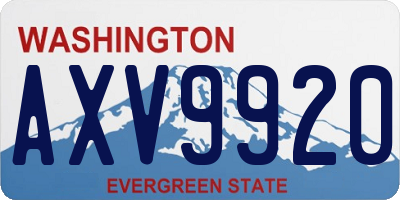 WA license plate AXV9920