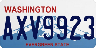 WA license plate AXV9923