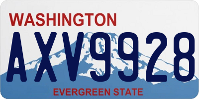 WA license plate AXV9928