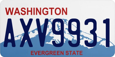 WA license plate AXV9931
