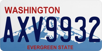 WA license plate AXV9932