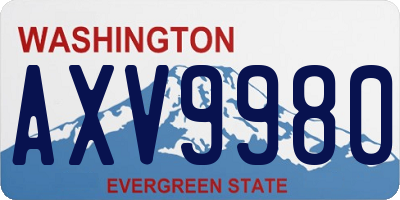 WA license plate AXV9980