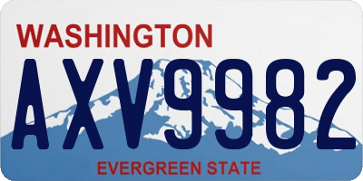 WA license plate AXV9982