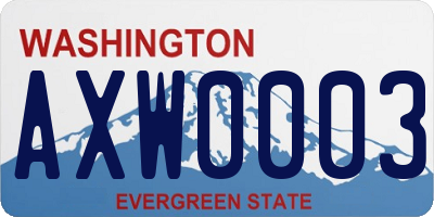 WA license plate AXW0003