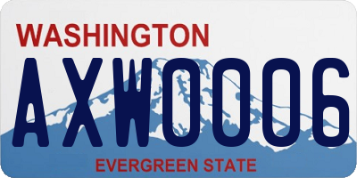 WA license plate AXW0006