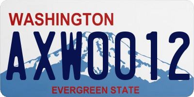 WA license plate AXW0012