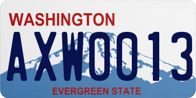 WA license plate AXW0013
