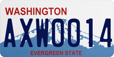 WA license plate AXW0014