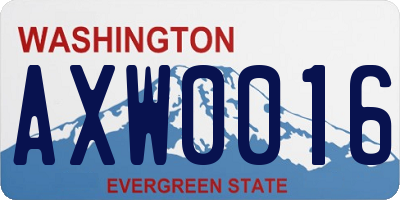WA license plate AXW0016