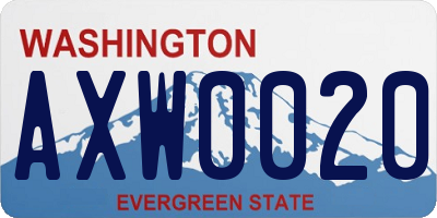 WA license plate AXW0020