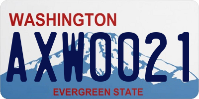 WA license plate AXW0021