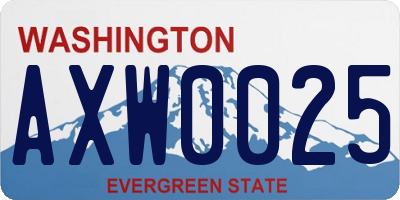 WA license plate AXW0025