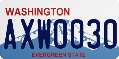 WA license plate AXW0030