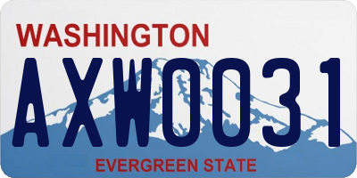 WA license plate AXW0031