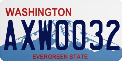 WA license plate AXW0032