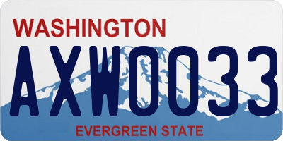 WA license plate AXW0033