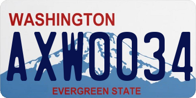 WA license plate AXW0034