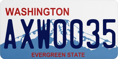 WA license plate AXW0035