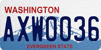 WA license plate AXW0036