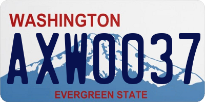 WA license plate AXW0037