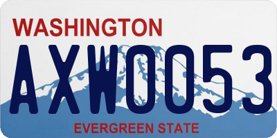 WA license plate AXW0053