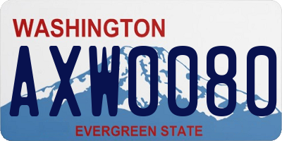 WA license plate AXW0080