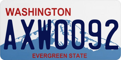 WA license plate AXW0092