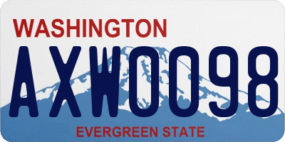 WA license plate AXW0098