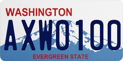 WA license plate AXW0100