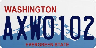 WA license plate AXW0102