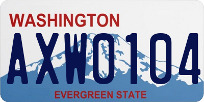 WA license plate AXW0104
