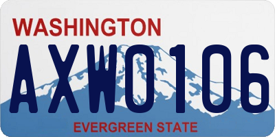 WA license plate AXW0106
