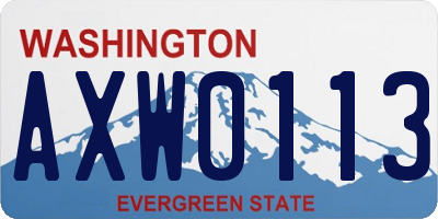 WA license plate AXW0113