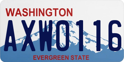 WA license plate AXW0116
