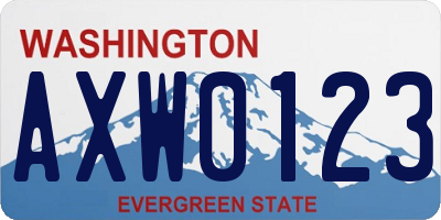 WA license plate AXW0123
