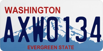 WA license plate AXW0134