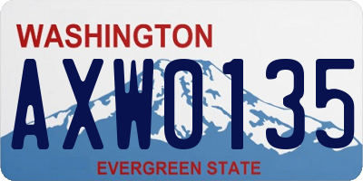WA license plate AXW0135
