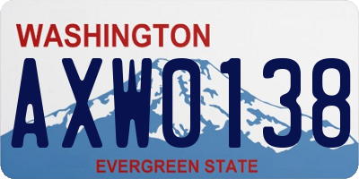 WA license plate AXW0138
