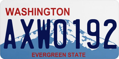 WA license plate AXW0192