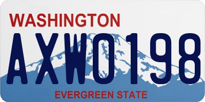 WA license plate AXW0198