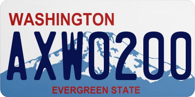 WA license plate AXW0200