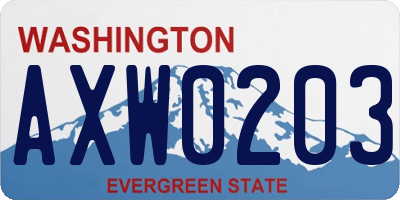 WA license plate AXW0203