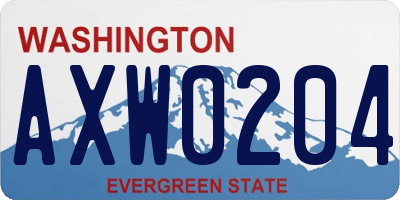 WA license plate AXW0204