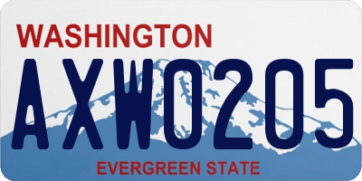 WA license plate AXW0205
