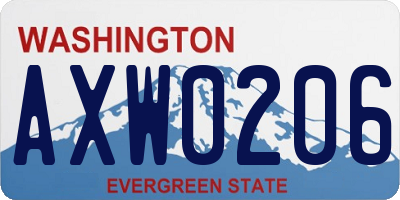 WA license plate AXW0206