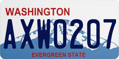 WA license plate AXW0207