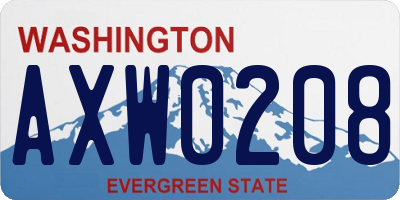 WA license plate AXW0208