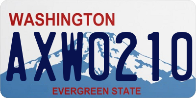 WA license plate AXW0210