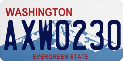 WA license plate AXW0230