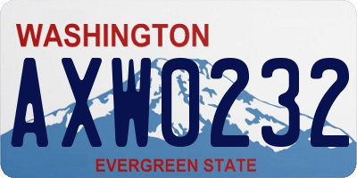WA license plate AXW0232